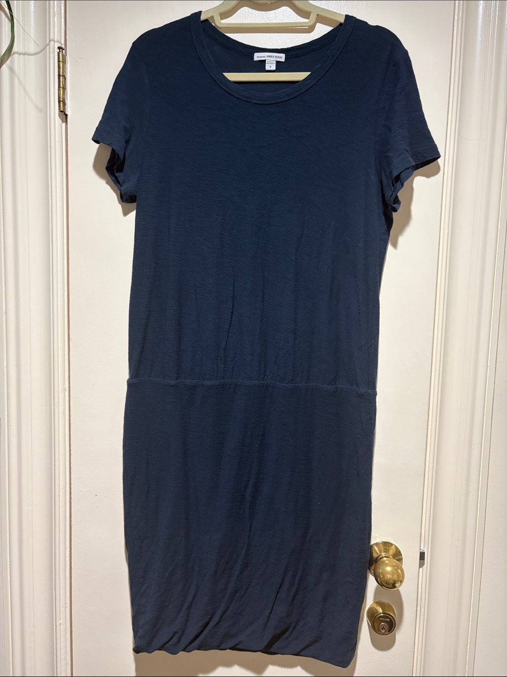 James Perse Navy Crewneck Short Sleeve elastic waist dress